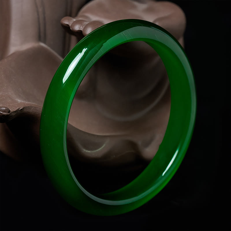 Pulsera fina con Buddha Stones y ojo de gato verde que alivia el estrés y la riqueza. - image 1