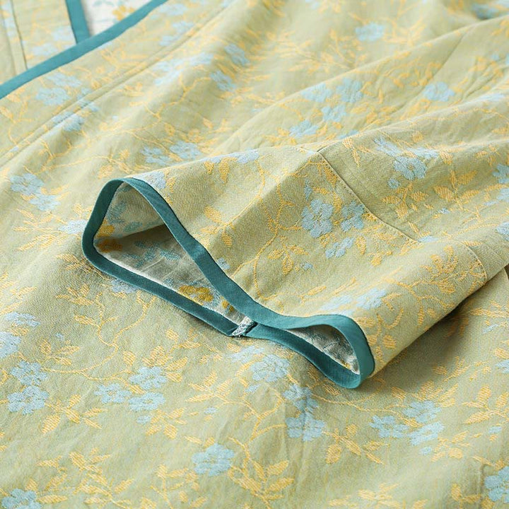 Conjunto de pijama de algodón con bolsillos, camisa y pantalones de manga larga con cuello en V y hojas florales de colores, 2 piezas , Buddha Stones - image 7