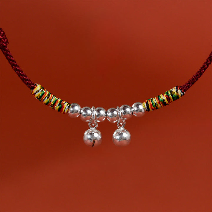 Collar ajustable con campana plateada y Buddha Stones, con cuerda roja y negra para gatos y perros pequeños. - image 10