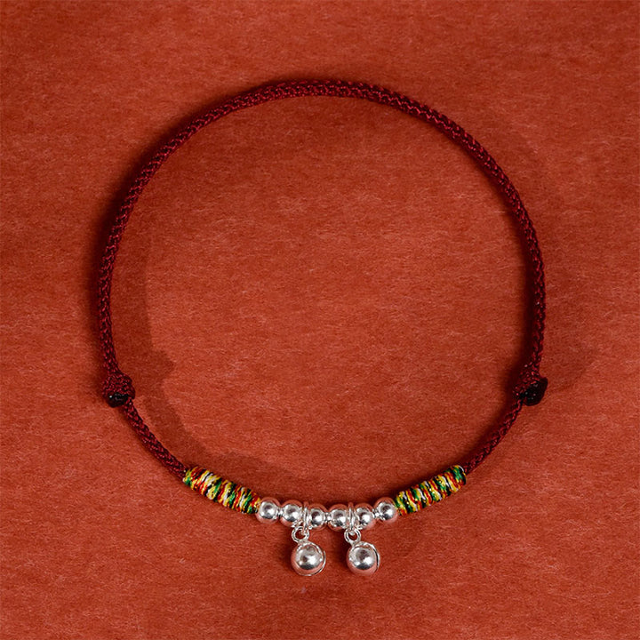 Collar ajustable con campana plateada y Buddha Stones, con cuerda roja y negra para gatos y perros pequeños. - image 1