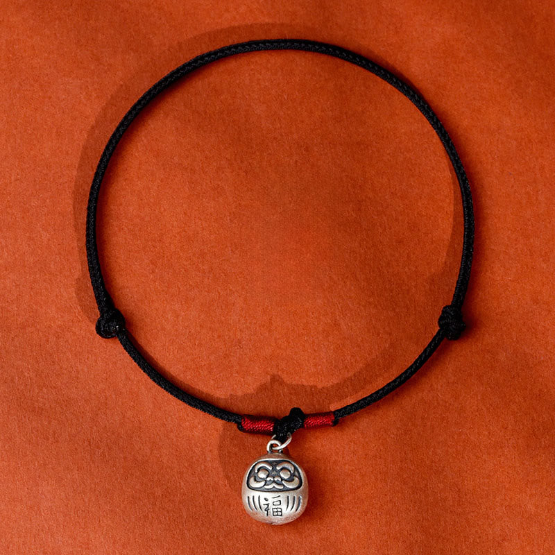 Colgante de plata con Buddha Stones para atraer la fortuna, símbolo Fu, hilo rojo, collar ajustable para gatos y perros pequeños. - Cuerda negra - Personaje Fu - 50-65 cm - image 10