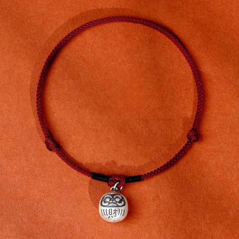 Colgante de plata con Buddha Stones para atraer la fortuna, símbolo Fu, hilo rojo, collar ajustable para gatos y perros pequeños. - Cuerda roja oscura - Atraer la fortuna - 50-65 cm - image 0
