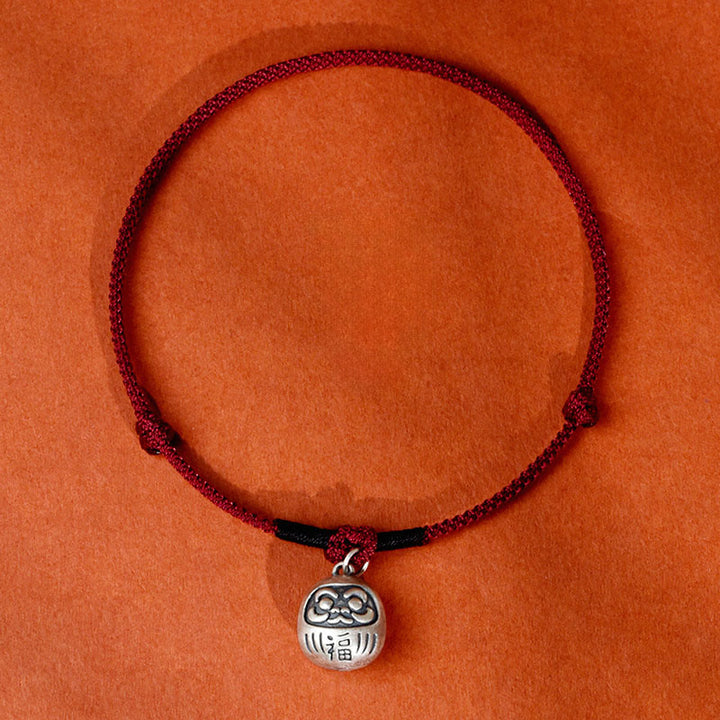 Colgante de plata con Buddha Stones para atraer la fortuna, símbolo Fu, hilo rojo, collar ajustable para gatos y perros pequeños. - Cuerda roja oscura - Personaje Fu - 50-65 cm - image 7