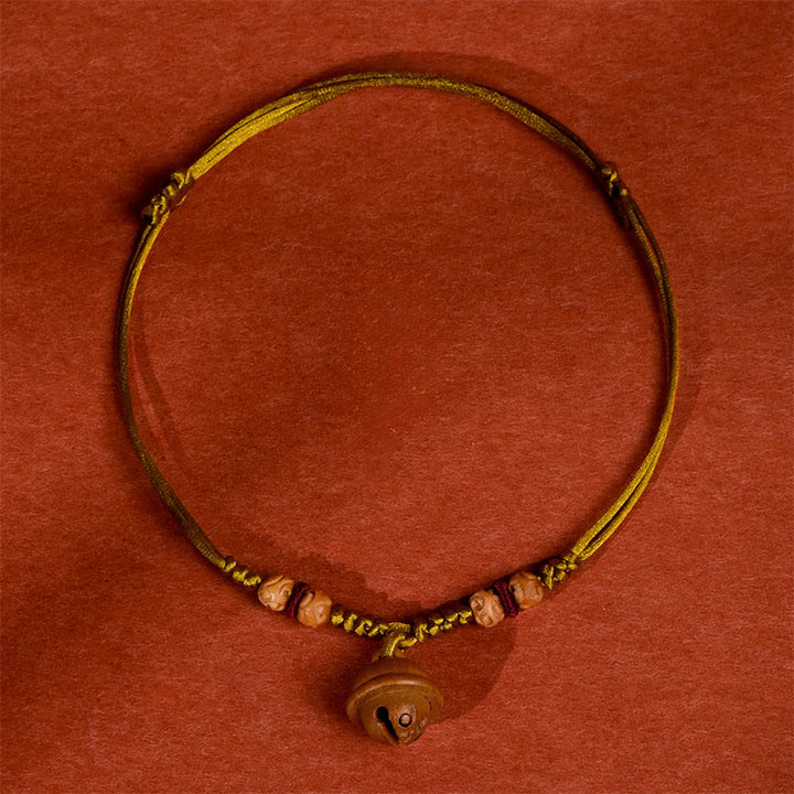 Collar para mascotas con cuentas de madera de durazno y cuerda roja de Buddha Stones, ajustable y resistente, para gatos y perros pequeños. - Cuerda amarilla - 50-65 cm - image 13