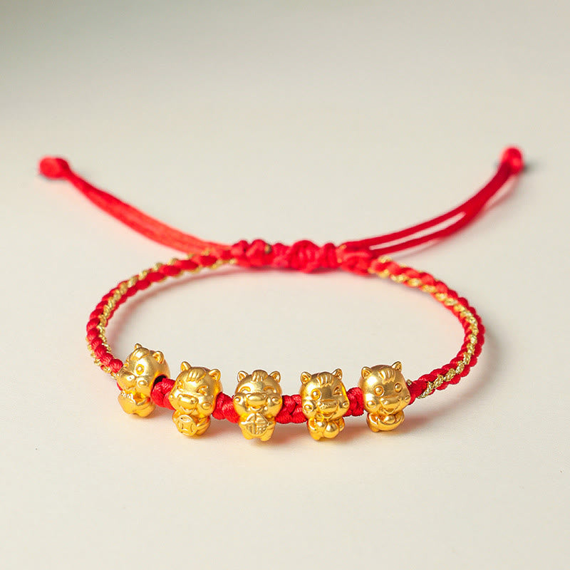 Pulsera de hilo rojo con el símbolo Fu de Buddha Stones en plata de ley 999, Año del Caballo y la Prosperidad - image 11