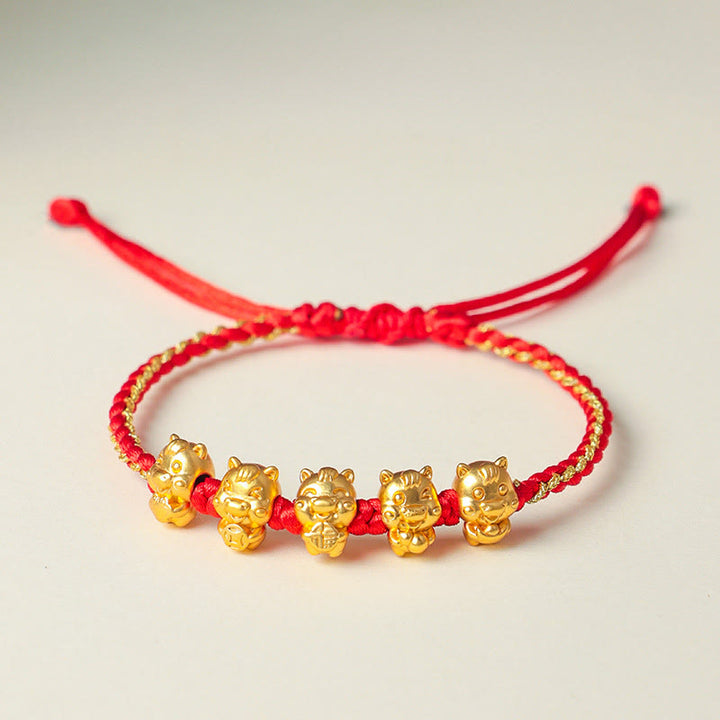 Pulsera de hilo rojo con el símbolo Fu de Buddha Stones en plata de ley 999, Año del Caballo y la Prosperidad - image 11