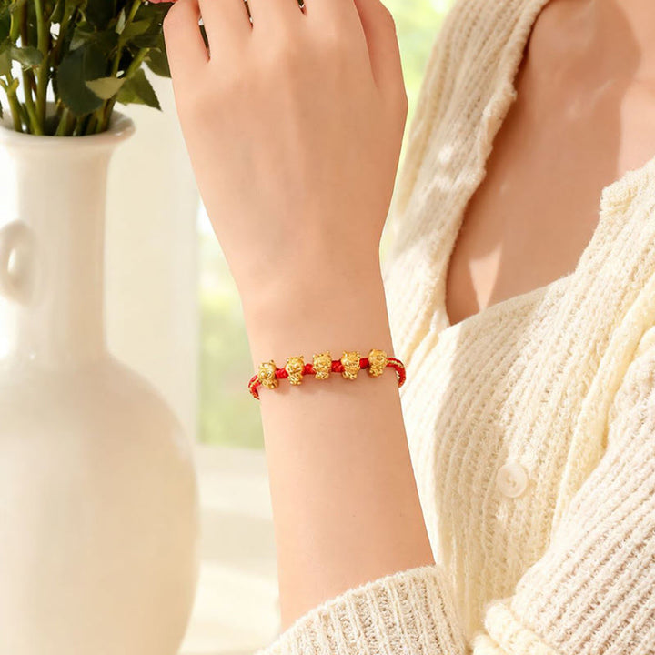 Pulsera de hilo rojo con el símbolo Fu de Buddha Stones en plata de ley 999, Año del Caballo y la Prosperidad - image 12