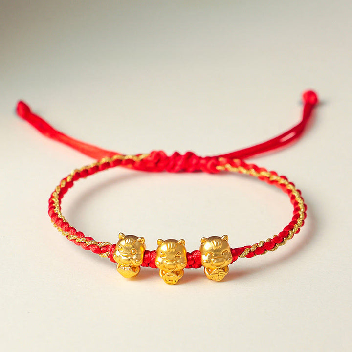 Pulsera de hilo rojo con el símbolo Fu de Buddha Stones en plata de ley 999, Año del Caballo y la Prosperidad - image 1