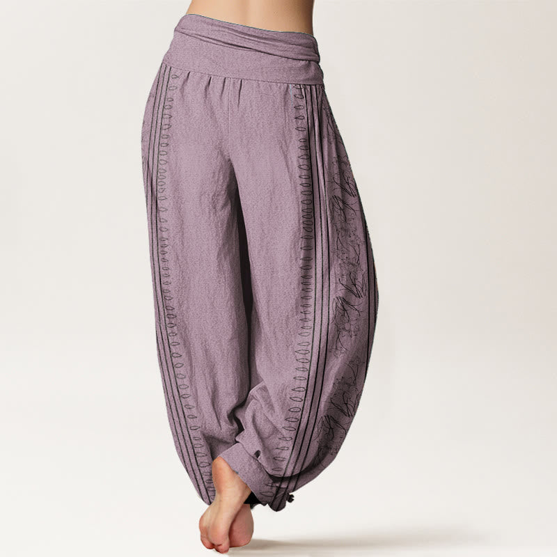 Pantalones Buddha Stones de algodón puro con diseño de rueda del Dharma y loto OM para mujer, con cintura elástica - image 9