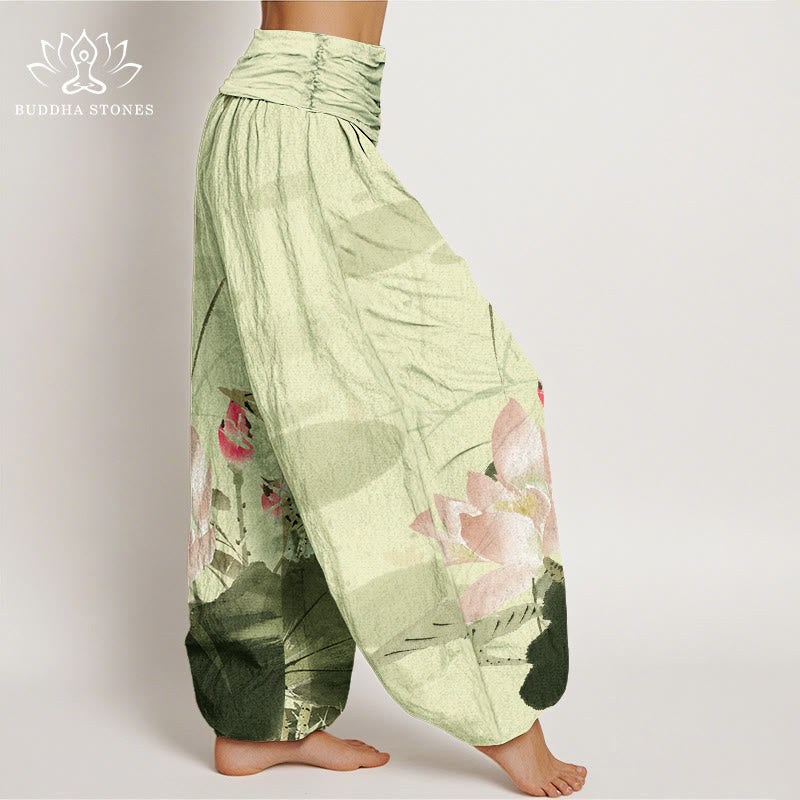 Pantalones bombachos de cintura elástica para mujer con estampado de Buddha Stones en algodón. - image 2