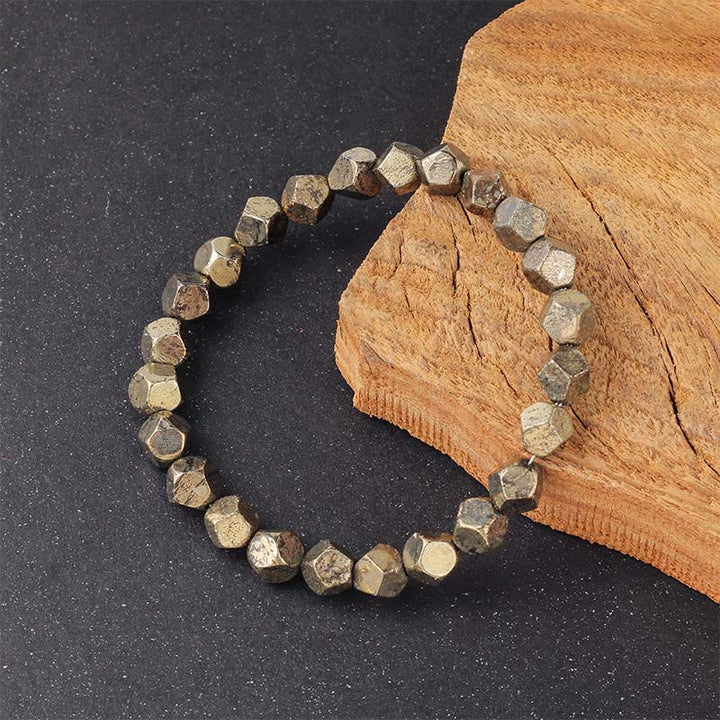 Pulsera de protección y confianza con cuentas irregulares de pirita y Buddha Stones - image 4