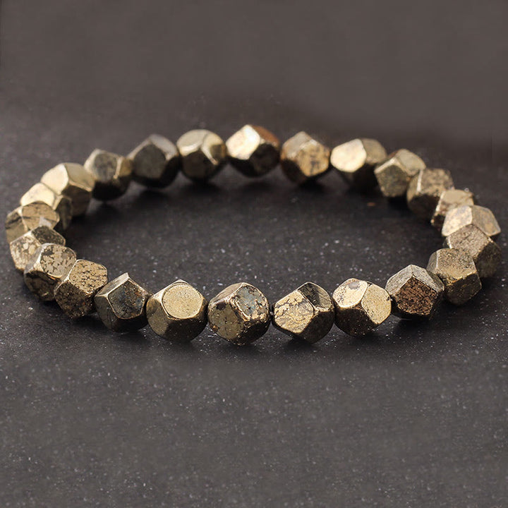 Pulsera de protección y confianza con cuentas irregulares de pirita y Buddha Stones - image 1