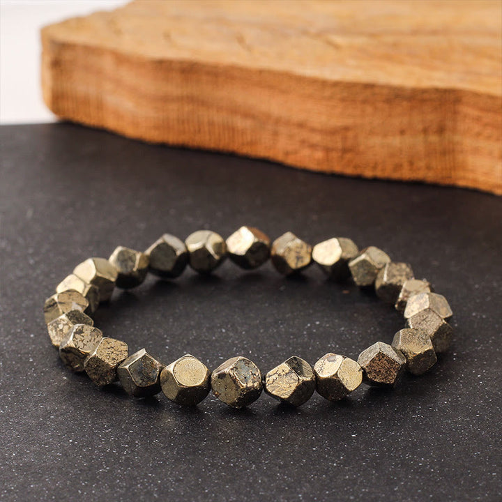 Pulsera de protección y confianza con cuentas irregulares de pirita y Buddha Stones - image 3
