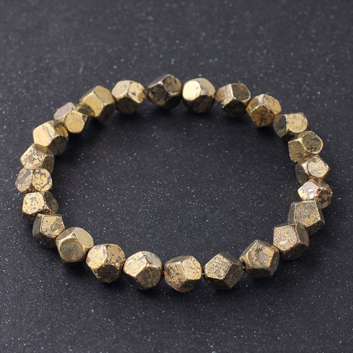 Pulsera de protección y confianza con cuentas irregulares de pirita y Buddha Stones - Pirita (circunferencia de la muñeca: 15-16 cm) - image 0