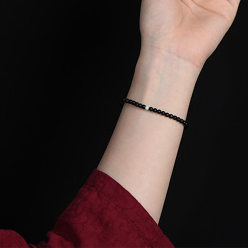 Pulsera de Obsidiana Negra y Turquesa con Buddha Stones para la Fuerza - image 7