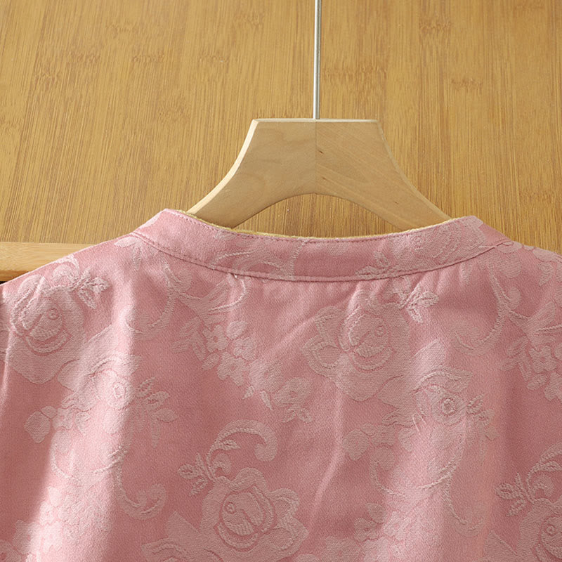 Chaleco sin mangas de algodón para mujer con estampado de flores y Buddha Stones y botones de rana - image 3