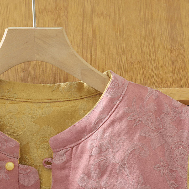 Chaleco sin mangas de algodón para mujer con estampado de flores y Buddha Stones y botones de rana - image 5