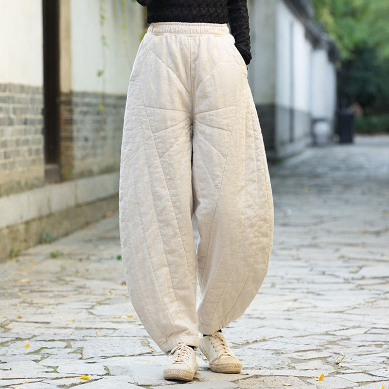 Pantalones gruesos de algodón liso Buddha Stones para mujer, tallas 7-8, con bolsillos - Blanco - US14, UK/AU18, EU46 (4XL) - image 0