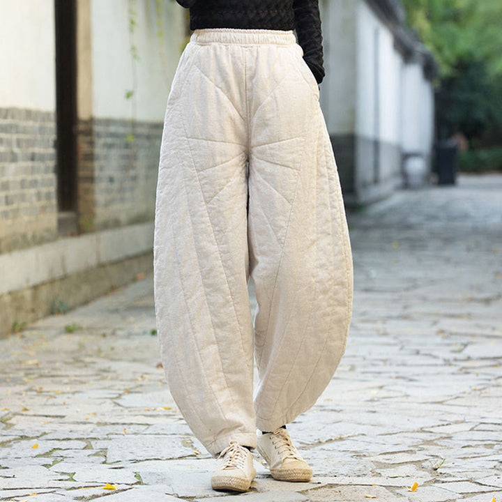 Pantalones gruesos de algodón liso Buddha Stones para mujer, tallas 7-8, con bolsillos - Blanco - US14, UK/AU18, EU46 (4XL) - image 0