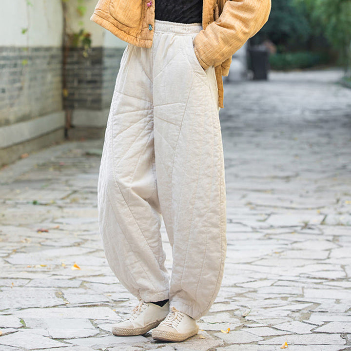 Pantalones gruesos de algodón liso Buddha Stones para mujer, tallas 7-8, con bolsillos - image 5
