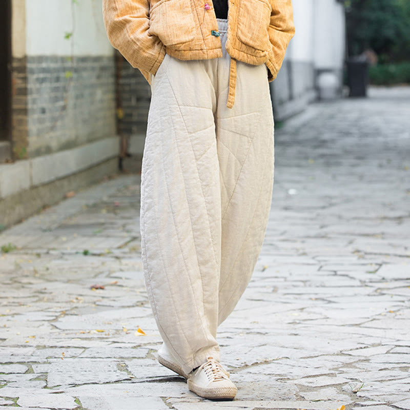 Pantalones gruesos de algodón liso Buddha Stones para mujer, tallas 7-8, con bolsillos - image 3
