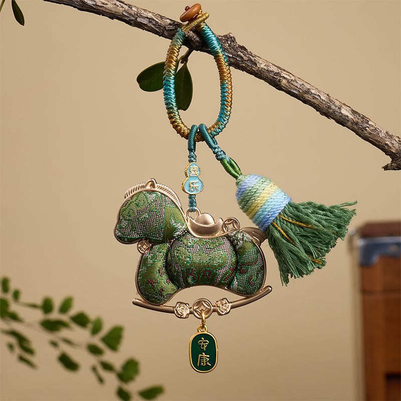 Llavero con diseño de lingote de calabaza multicolor del Año del Caballo con Buddha Stones, libertad y prosperidad. - Caballo verde 12*3 mm - image 7