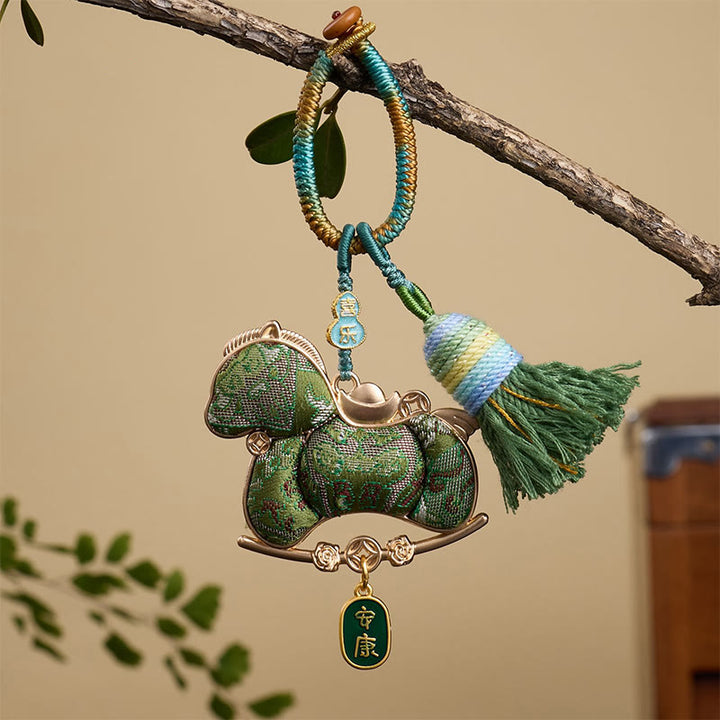 Llavero con diseño de lingote de calabaza multicolor del Año del Caballo con Buddha Stones, libertad y prosperidad. - Caballo verde 12*3 mm - image 7