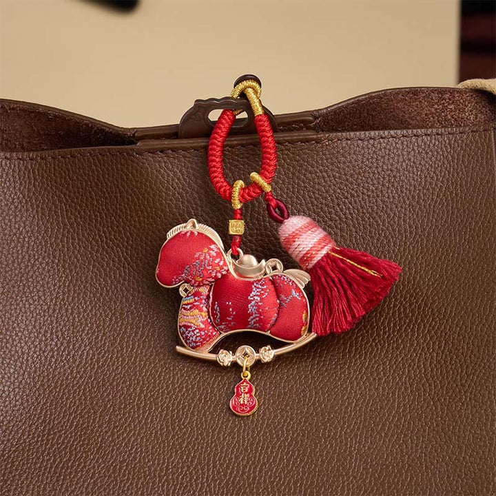 Llavero con diseño de lingote de calabaza multicolor del Año del Caballo con Buddha Stones, libertad y prosperidad. - image 2