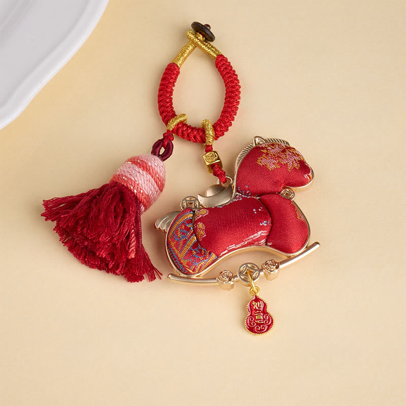 Llavero con diseño de lingote de calabaza multicolor del Año del Caballo con Buddha Stones, libertad y prosperidad. - image 1