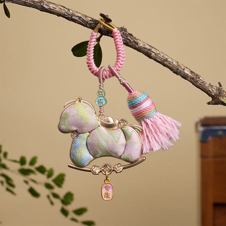 Llavero con diseño de lingote de calabaza multicolor del Año del Caballo con Buddha Stones, libertad y prosperidad. - Caballo rosa 12*3 mm - image 5