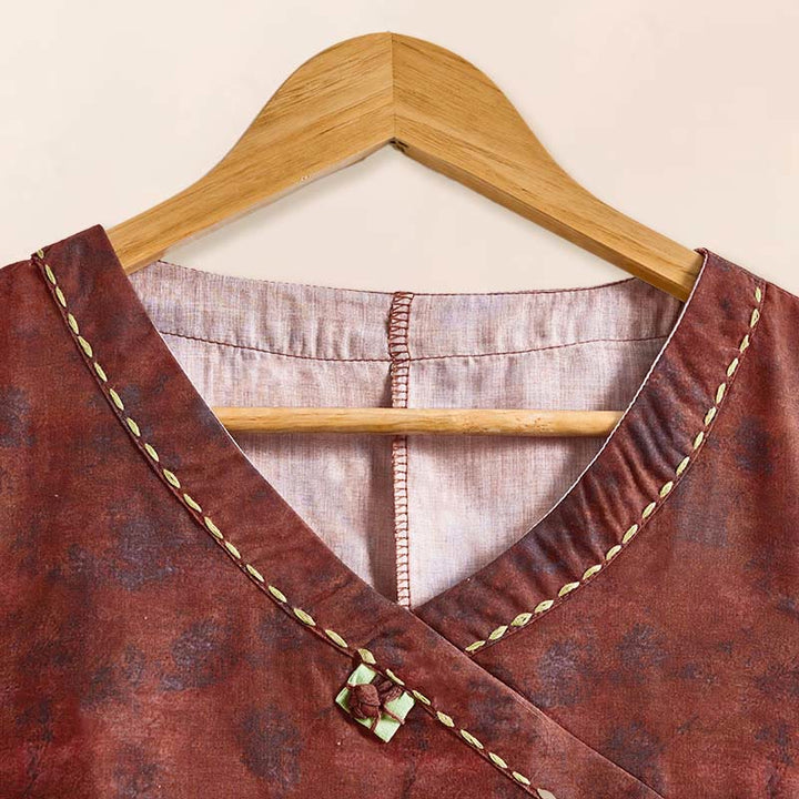 Camisa de manga larga para mujer con estampado floral y cuello en V de Buddha Stones Spring - image 15