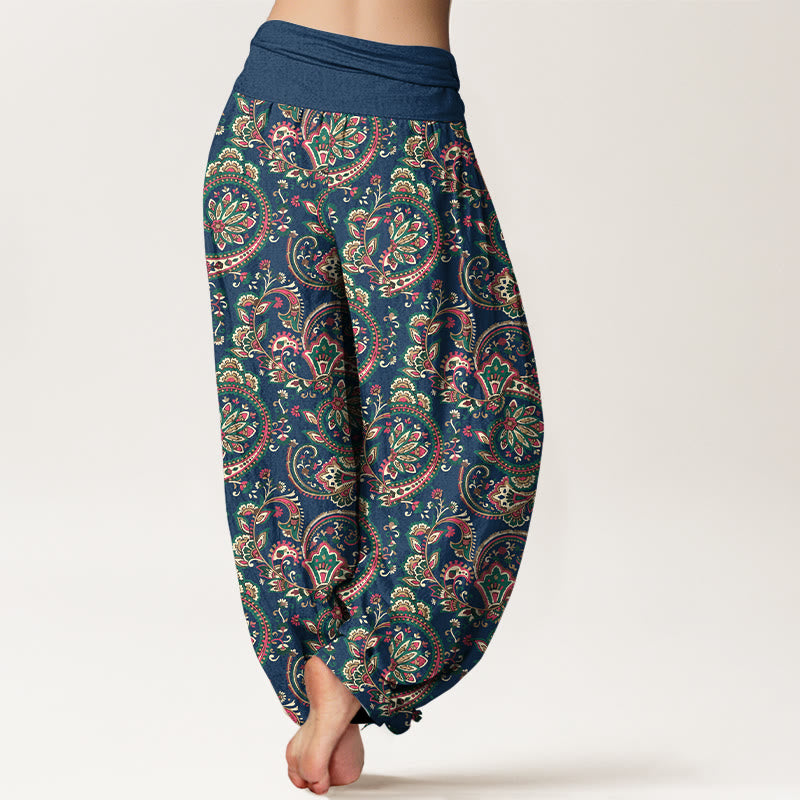 Pantalones Buddha Stones de algodón con diseño retro de flores y hojas de enredadera para mujer, con cintura elástica - image 9