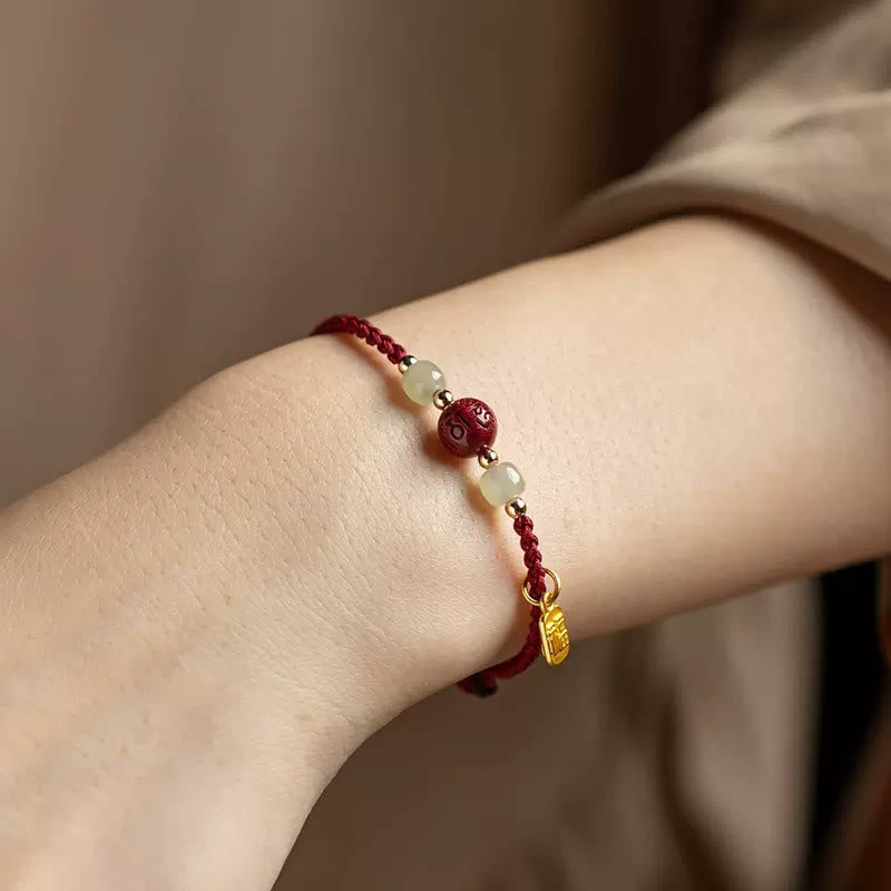 Pulsera de la prosperidad con Buddha Stones de Fu, Om Mani Padme Hum, hilo rojo cinabrio - image 3