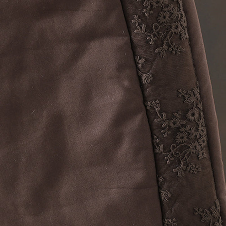 Pantalones gruesos de algodón y poliéster con bordado de flores y Buddha Stones para mujer con bolsillos - image 4