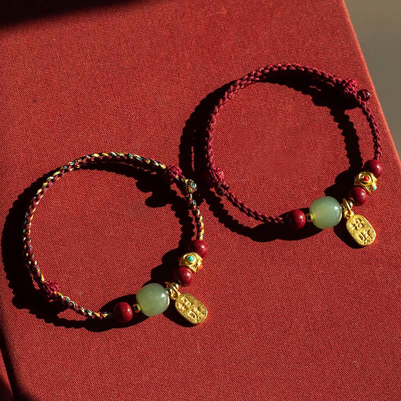 Pulsera de la suerte con Buddha Stones, amuleto de la suerte, jade cian hetiano, jade blanco, hilo trenzado multicolor - image 21