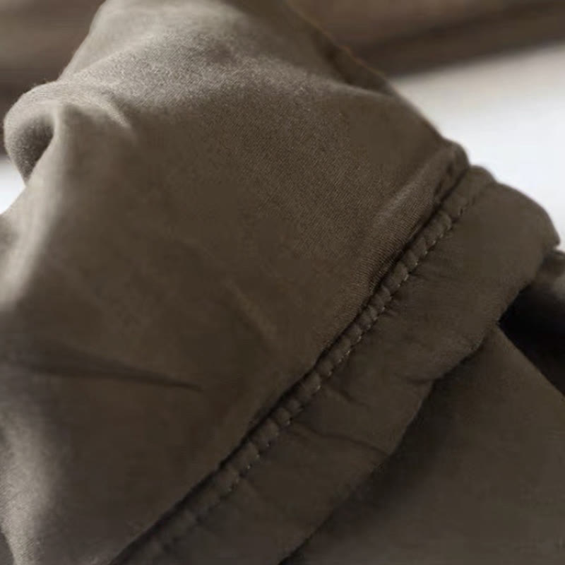 Pantalones gruesos de algodón y poliéster con diseño de bloques de color liso y bolsillos para mujer de Buddha Stones - image 6