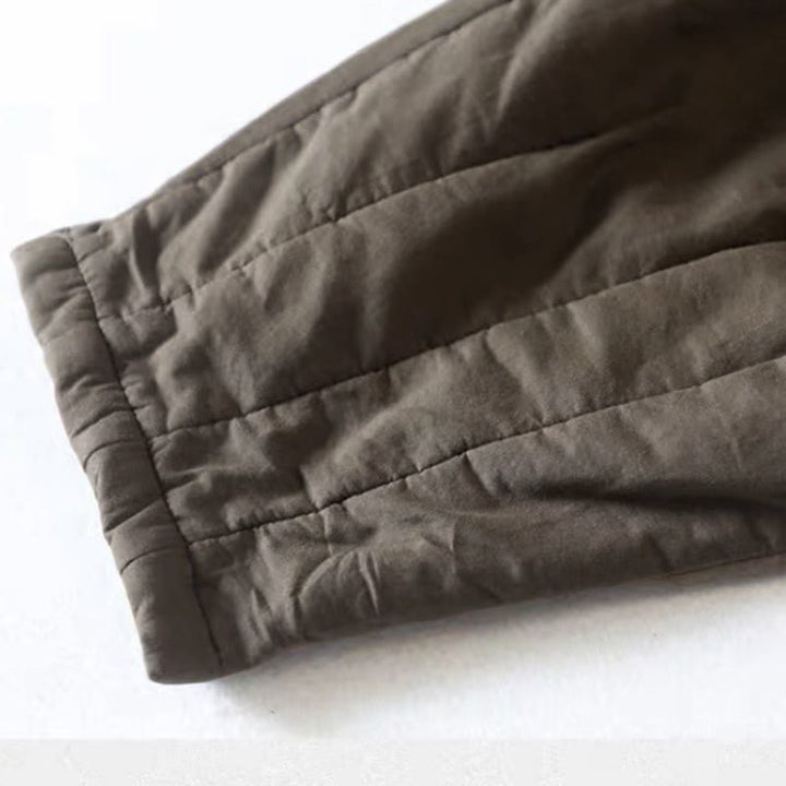 Pantalones gruesos de algodón y poliéster con diseño de bloques de color liso y bolsillos para mujer de Buddha Stones - image 7