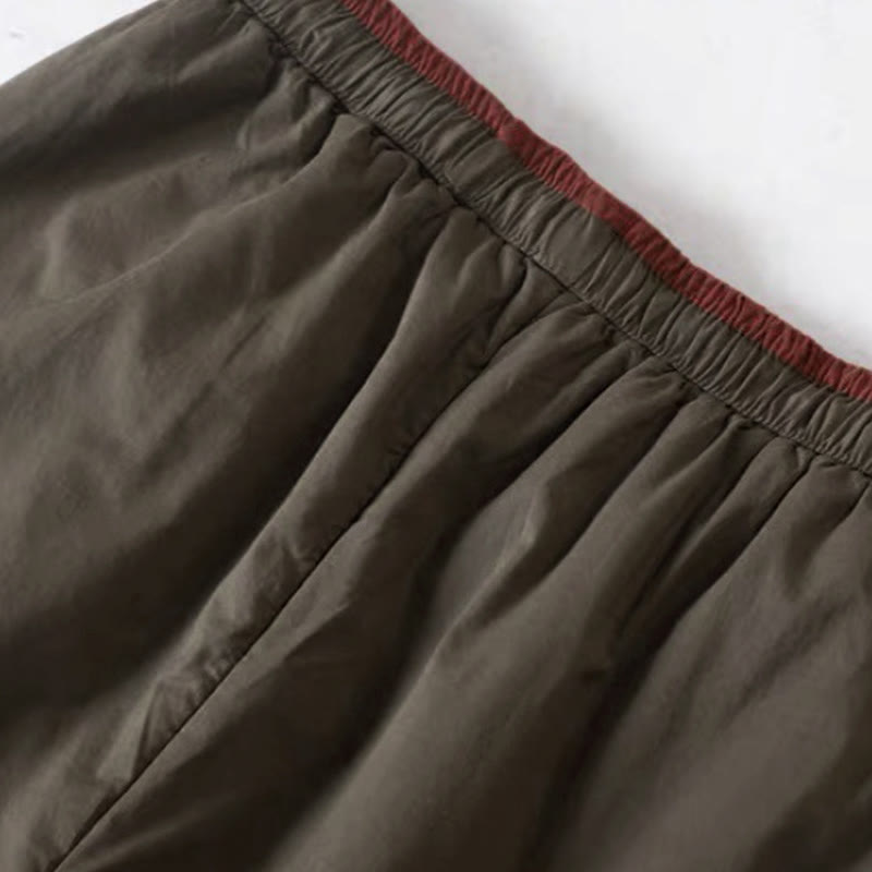 Pantalones gruesos de algodón y poliéster con diseño de bloques de color liso y bolsillos para mujer de Buddha Stones - image 5