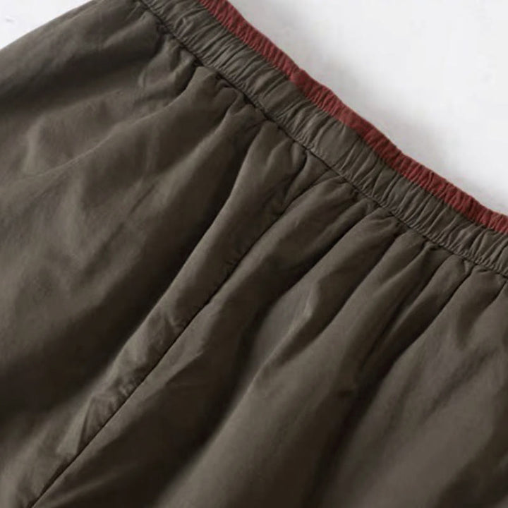 Pantalones gruesos de algodón y poliéster con diseño de bloques de color liso y bolsillos para mujer de Buddha Stones - image 5