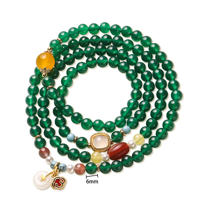 Mala tibetano con Buddha Stones, hebilla de paz, ágata verde, soporte de poder - image 11