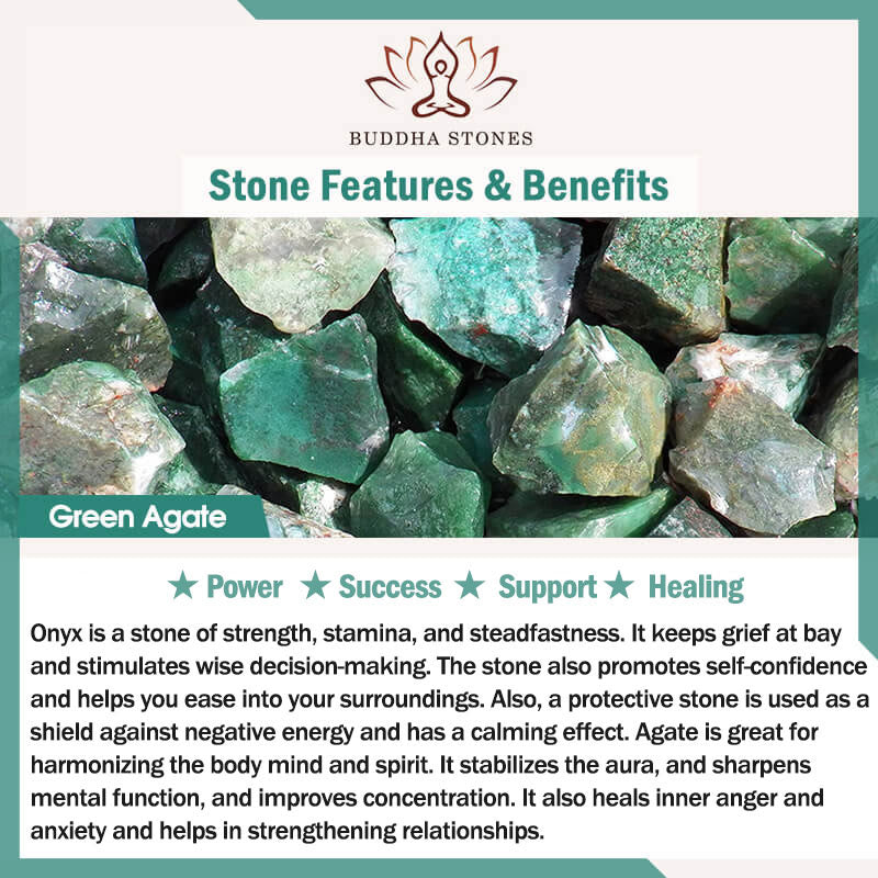 Mala tibetano con Buddha Stones, hebilla de paz, ágata verde, soporte de poder - image 5