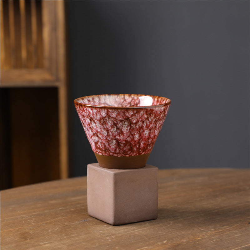 Taza de café de cerámica con cambio de horno Retro Buddha Stones, taza de café expreso con Base de 200ml