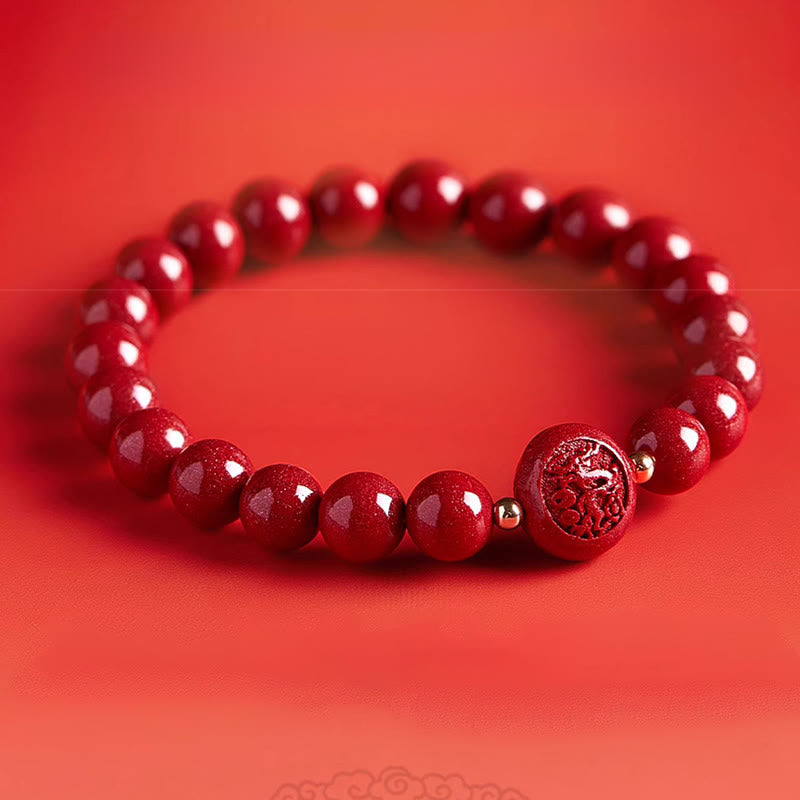 Pulsera de bendición pacífica con Buddha Stones, año del caballo, tallada en cinabrio - image 20