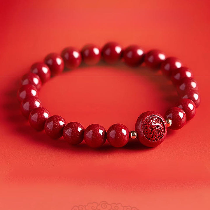 Pulsera de bendición pacífica con Buddha Stones, año del caballo, tallada en cinabrio - image 20