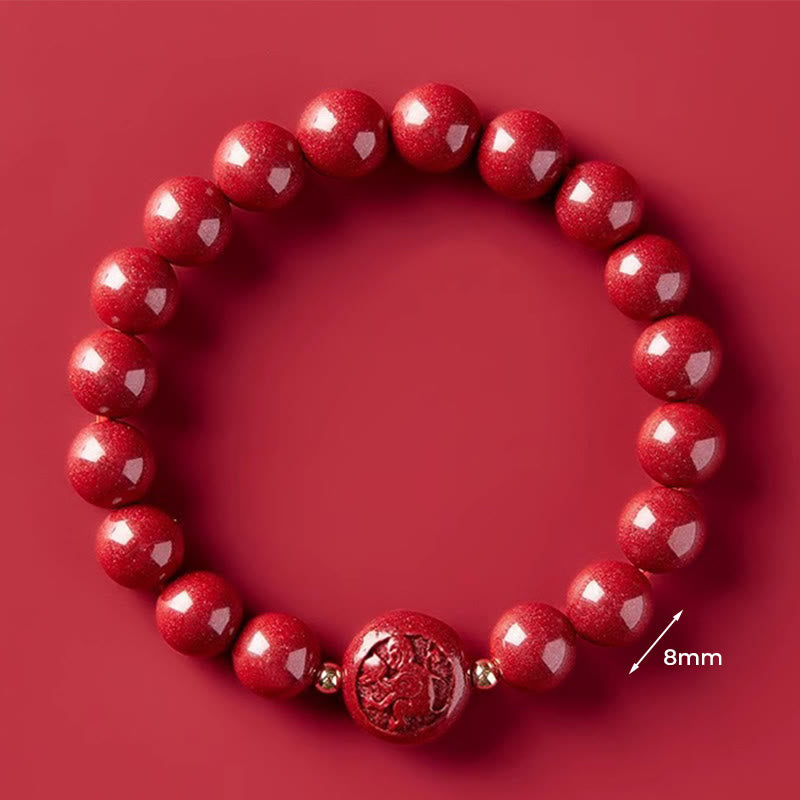 Pulsera de bendición pacífica con Buddha Stones, año del caballo, tallada en cinabrio - Mono de 8 mm - image 35