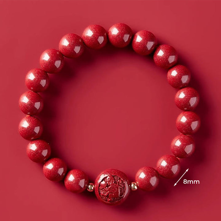 Pulsera de bendición pacífica con Buddha Stones, año del caballo, tallada en cinabrio - Mono de 8 mm - image 35