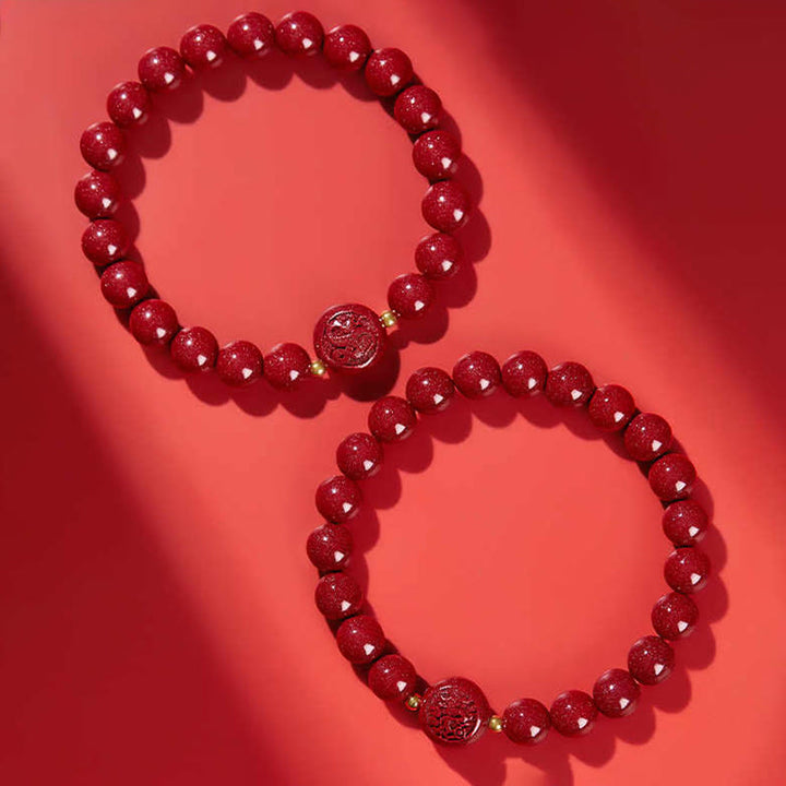 Pulsera de bendición pacífica con Buddha Stones, año del caballo, tallada en cinabrio - image 41