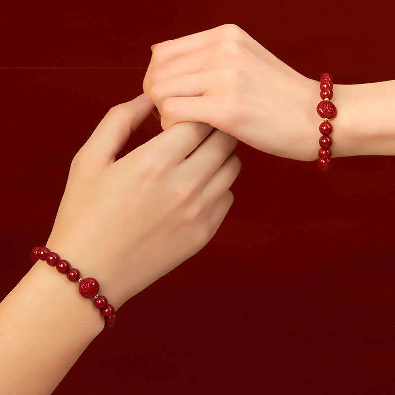 Pulsera de bendición de cinabrio tallada con Buddha Stones del año del Caballo del zodiaco chino - image 38