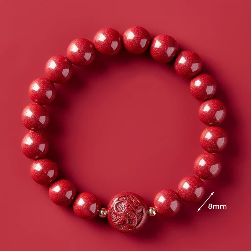 Pulsera de bendición pacífica con Buddha Stones, año del caballo, tallada en cinabrio - Serpiente de 8 mm - image 33