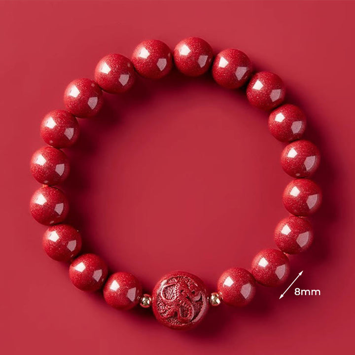 Pulsera de bendición pacífica con Buddha Stones, año del caballo, tallada en cinabrio - Serpiente de 8 mm - image 33